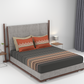 Carnival Gold Art Deco King Bedsheet, Athena Charcoal| 144 TC Cotton| 2 Pillow Covers