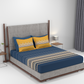 Carnival Gold Art Deco King Bedsheet, Athena Navy| 144 TC Cotton| 2 Pillow Covers