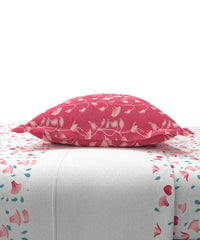 Carnival Gold Art Deco King Bedsheet, Ebony Pink| 144 TC Cotton| 2 Pillow Covers
