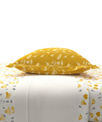 Carnival Gold Art Deco King Bedsheet, Ebony Yellow| 144 TC Cotton| 2 Pillow Covers