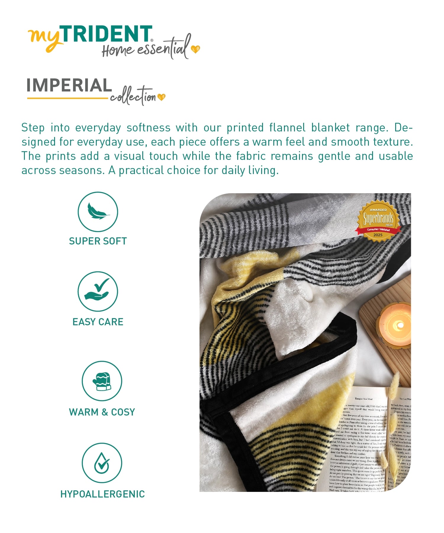 Home Essential Imperial Double Blanket, Ethan| 290GSM Polyster