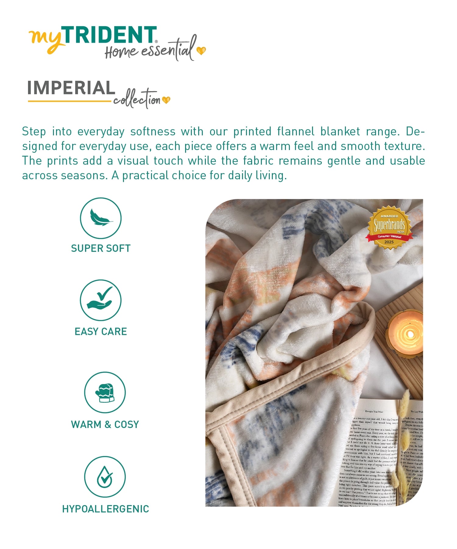 Home Essential Imperial Double Blanket, Logan| 290GSM Polyster
