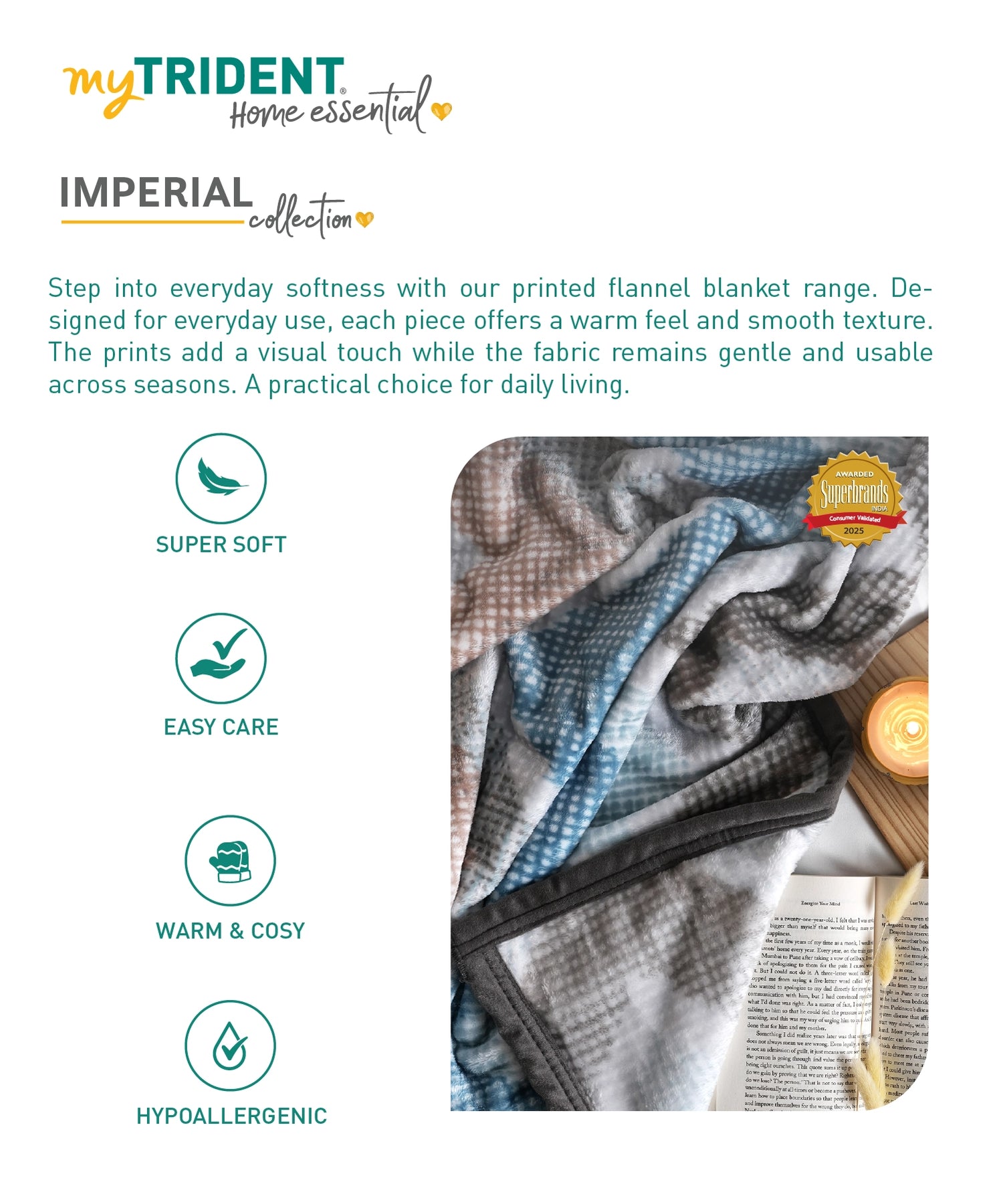 Home Essential Imperial Single Blanket, Mizuki| 290GSM Polyster