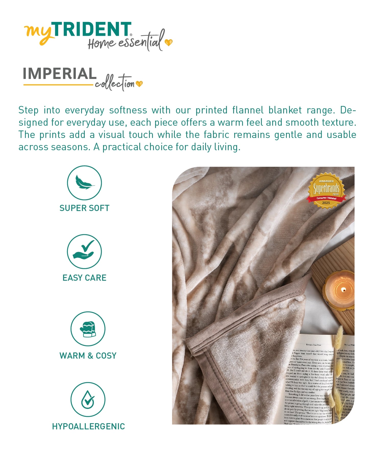 Home Essential Imperial Single Blanket, Terra| 290GSM Polyster