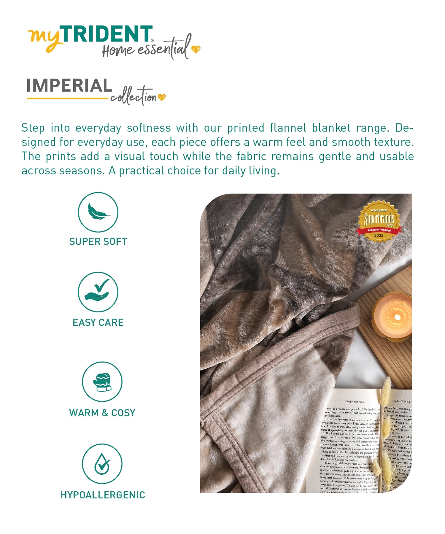 Home Essential Imperial Double Blanket, Willow| 290GSM Polyster