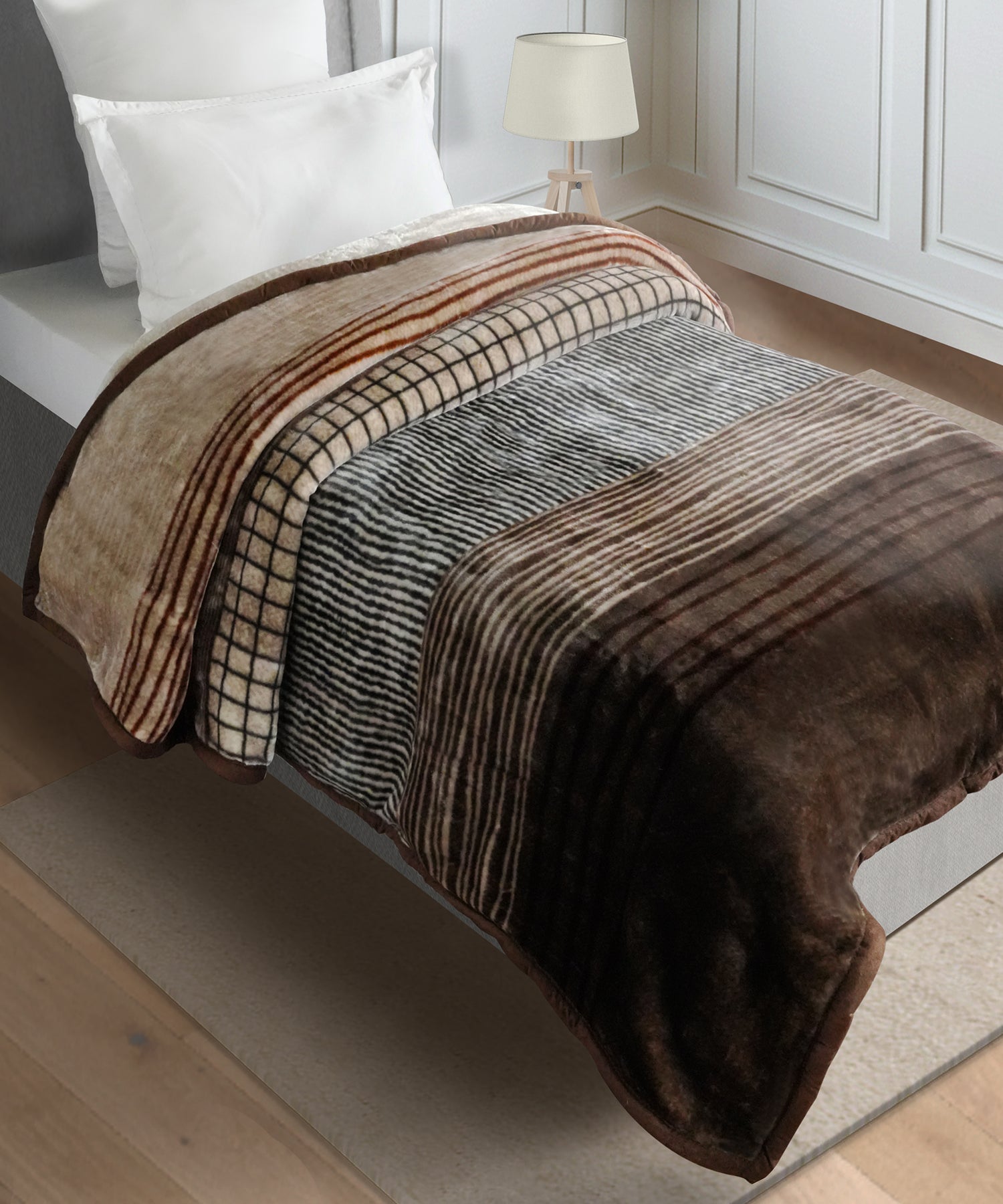 Home Essential Soft Sanctuary Single Blanket, Coco|1.8 KG Polyster