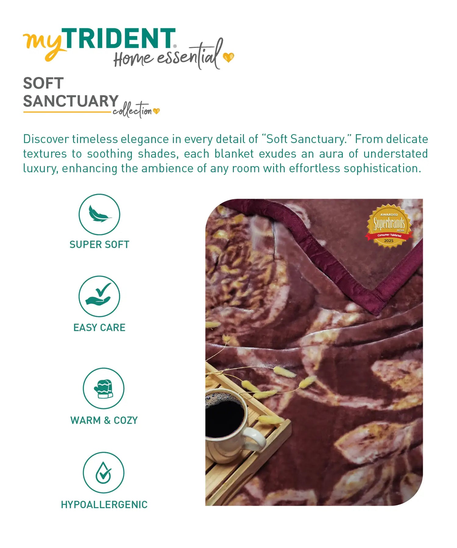 Home Essential Soft Sanctuary Double Blanket, Nora|2.7 KG Polyster