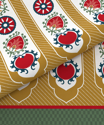 Home Essential  Suzani King Bedsheet, Khush Rang|144TC Cotton| 2 Pillow Covers