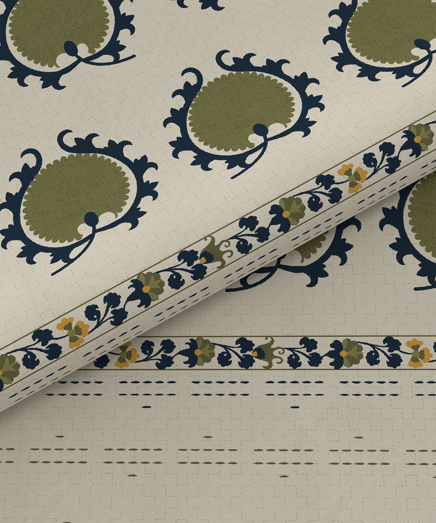 Home Essential  Suzani King Bedsheet, Nagma|144TC Cotton| 2 Pillow Covers