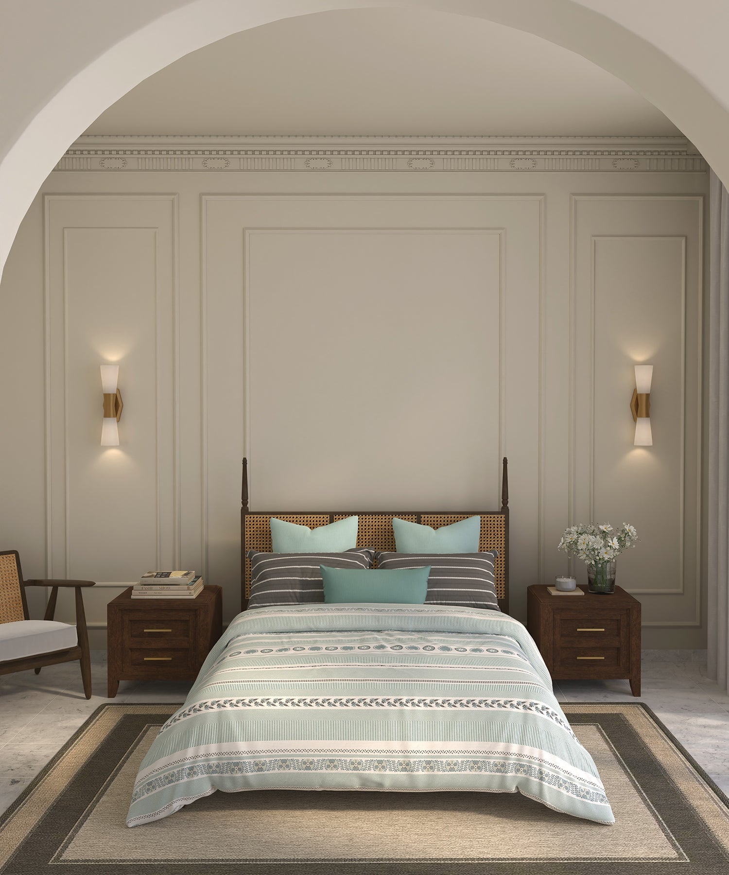 Home Essential  Suzani King Bedsheet, Naqsh|144TC Cotton| 2 Pillow Covers