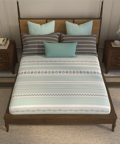 Home Essential  Suzani King Bedsheet, Naqsh|144TC Cotton| 2 Pillow Covers