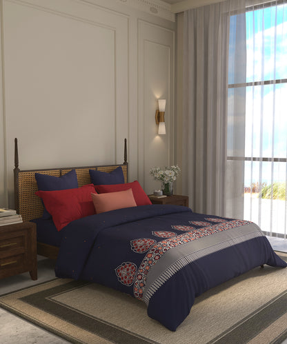 Home Essential  Suzani King Bedsheet, Neel Tara|144TC Cotton| 2 Pillow Covers