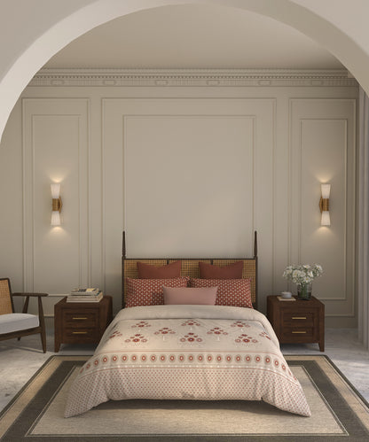 Home Essential  Suzani King Bedsheet, Peepal phool|144TC Cotton| 2 Pillow Covers