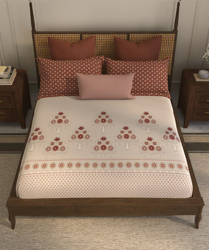 Home Essential  Suzani King Bedsheet, Peepal phool|144TC Cotton| 2 Pillow Covers