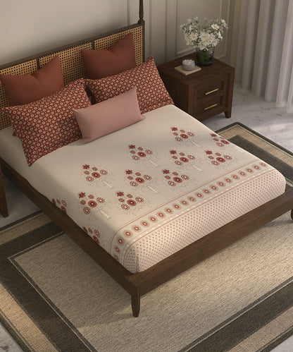 Home Essential  Suzani King Bedsheet, Peepal phool|144TC Cotton| 2 Pillow Covers