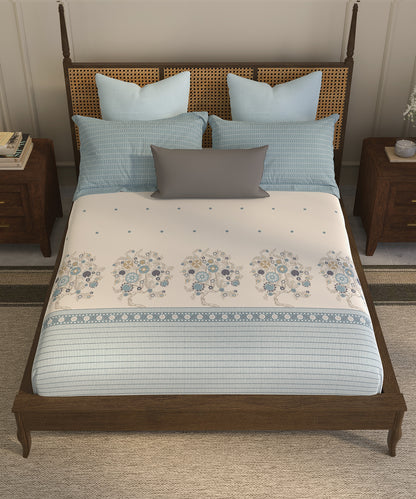 Home Essential  Suzani King Bedsheet, Resham Raag|144TC Cotton| 2 Pillow Covers