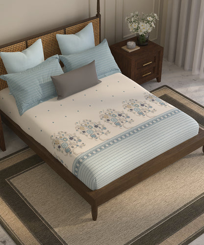 Home Essential  Suzani King Bedsheet, Resham Raag|144TC Cotton| 2 Pillow Covers