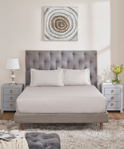 Nectarsoft Signature Select King Bedsheet Set, Pebble|400 TC Cotton| 2 Pillow Covers