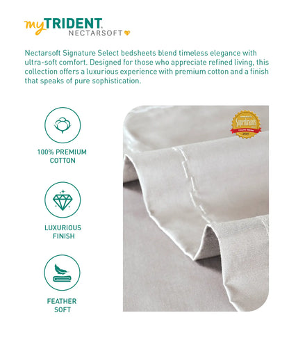 Nectarsoft Signature Select King Bedsheet Set, Pebble|400 TC Cotton| 2 Pillow Covers