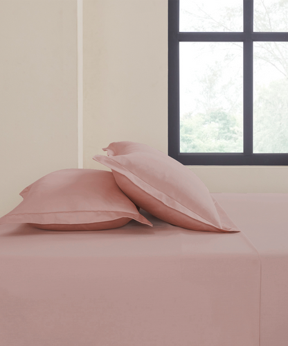 Nectarsoft Signature Select King Bedsheet Set, Blush|400 TC Cotton| 2 Pillow Covers