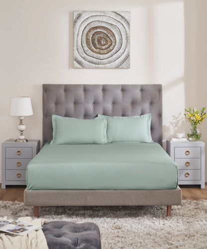 Nectarsoft Signature Select King Bedsheet Set, Wasabi|400 TC Cotton| 2 Pillow Covers