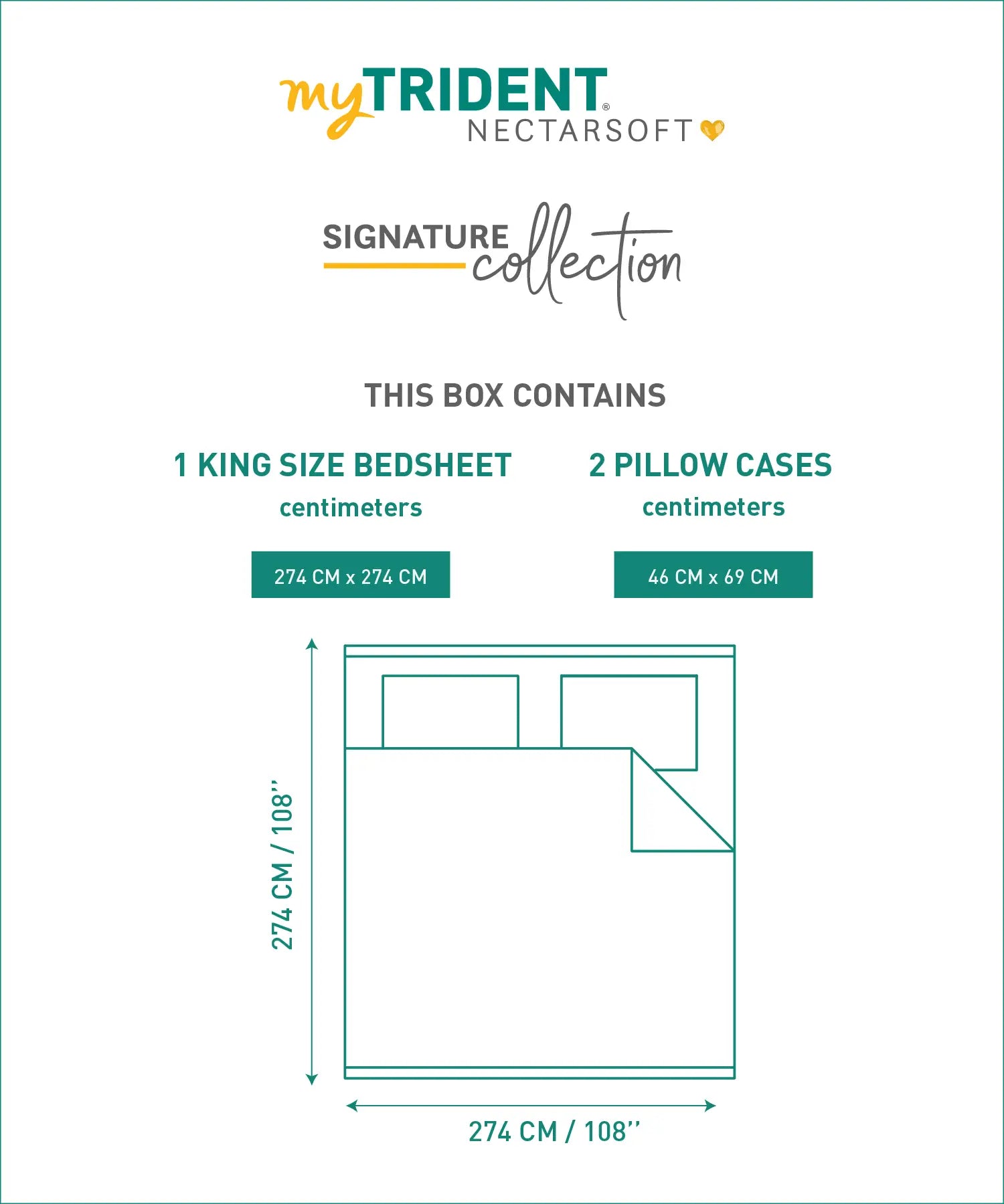 Nectarsoft Signature Select King Bedsheet Set, Wasabi|400 TC Cotton| 2 Pillow Covers