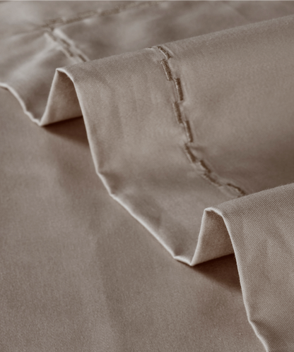 Nectarsoft Signature Select King Bedsheet Set, Hazelnut|400 TC Cotton| 2 Pillow Covers