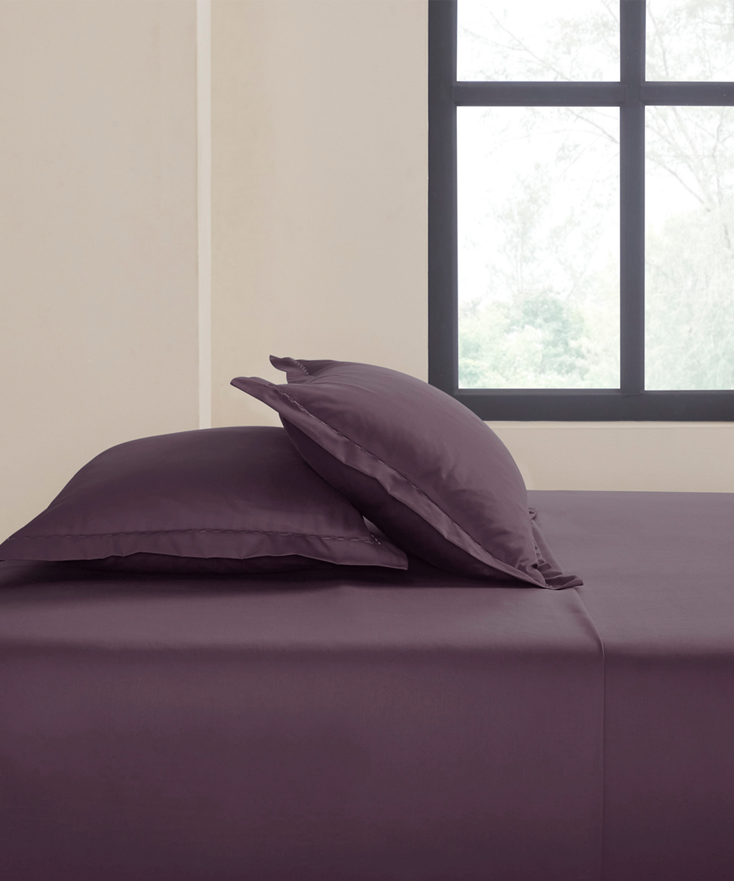 Nectarsoft Signature Select King Bedsheet Set, Grape|400 TC Cotton| 2 Pillow Covers