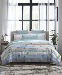 Indulgence Painterly Pattern King Bedsheet Set, Hillside Harvest|300 TC Cotton| 4 Pillow Covers