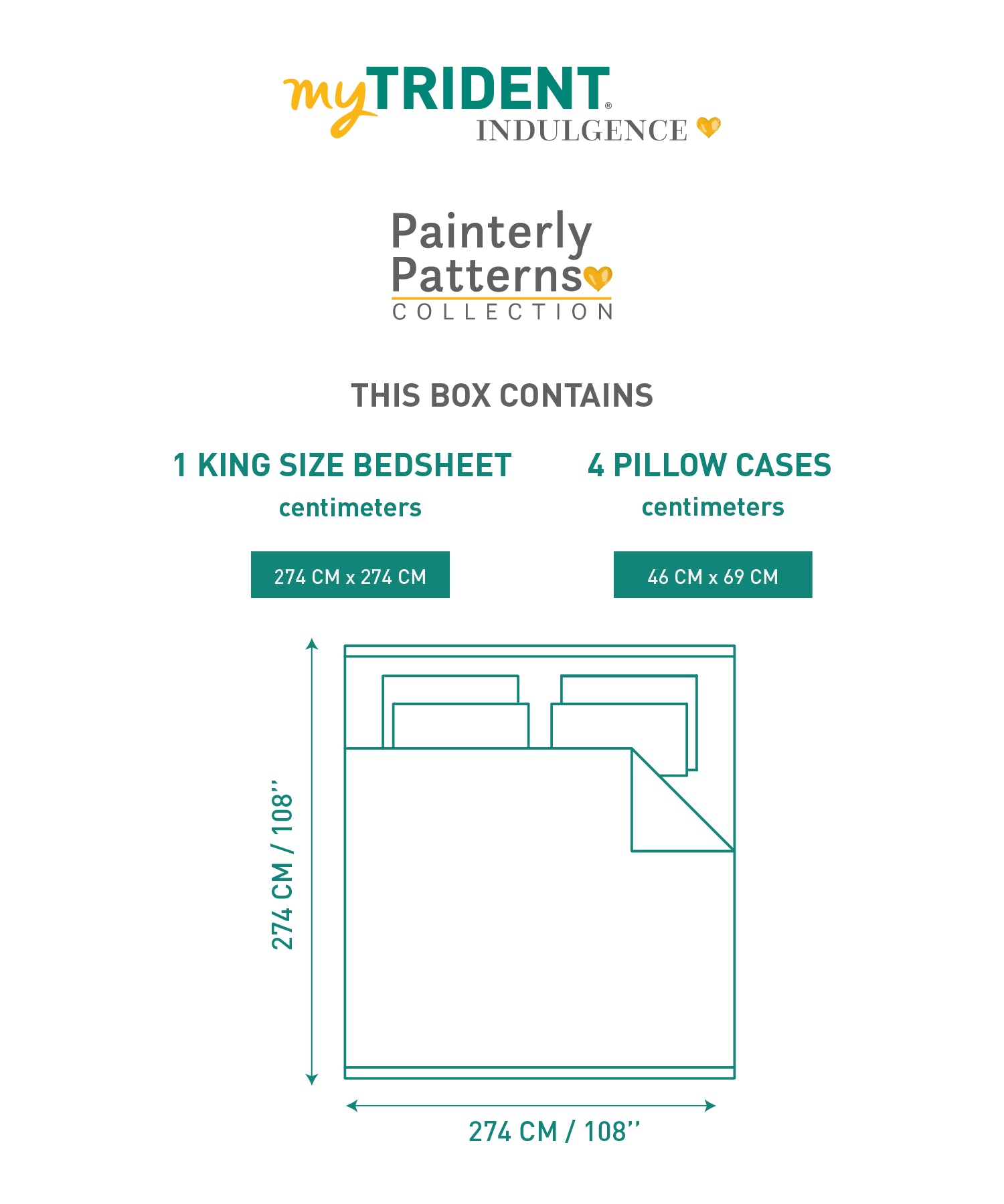 Indulgence Painterly Pattern King Bedsheet Set, Whispering Forest|300 TC Cotton| 4 Pillow Covers