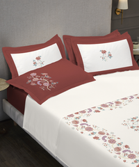 Nectarsoft Elite King Bedsheet Set, Rumi| 400 TC Cotton| 4 Pillow Covers