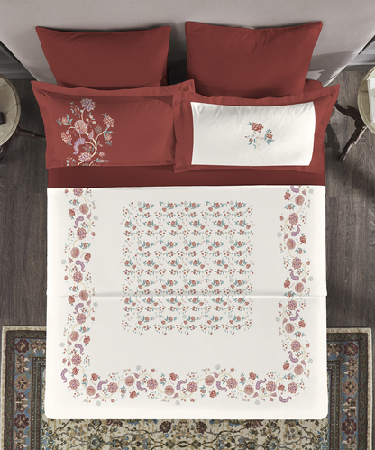 Nectarsoft Elite King Bedsheet Set, Rumi| 400 TC Cotton| 4 Pillow Covers