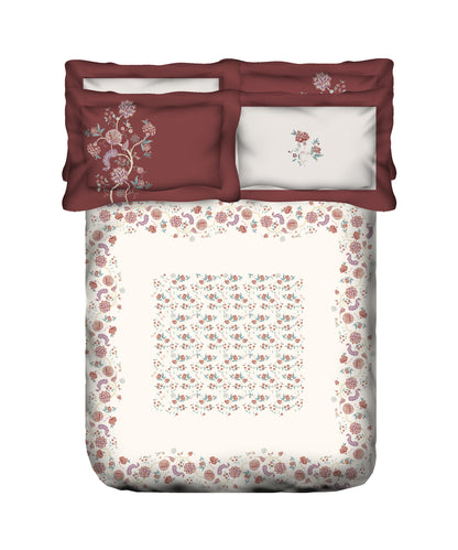 Nectarsoft Elite King Bedsheet Set, Rumi| 400 TC Cotton| 4 Pillow Covers