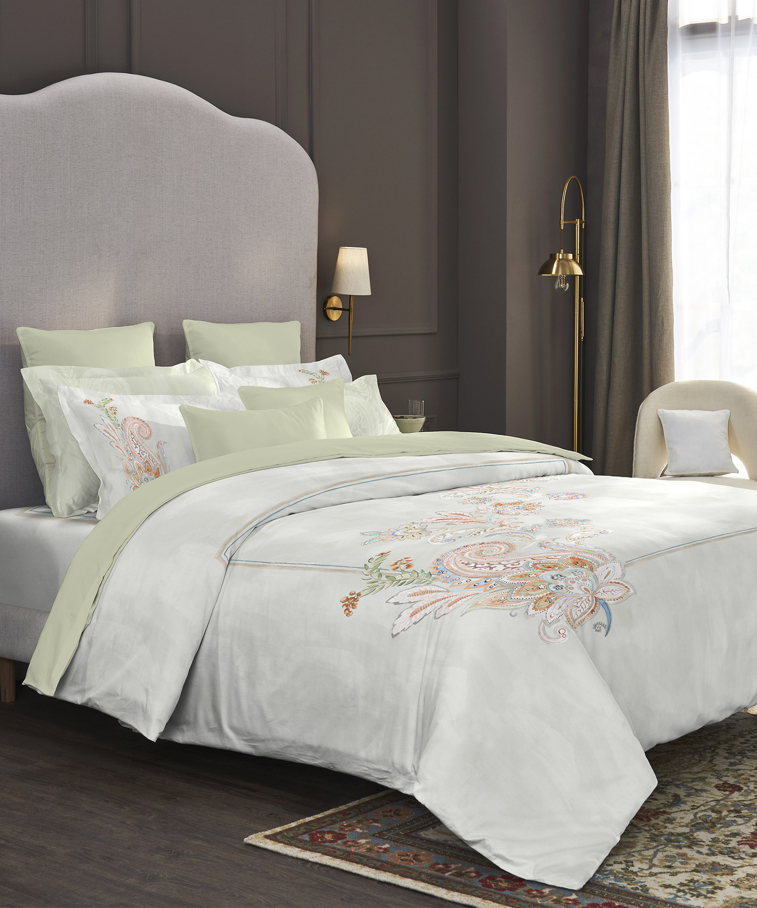 Nectarsoft Elite King Bedsheet Set, Mizuki| 400 TC Cotton| 4 Pillow Covers