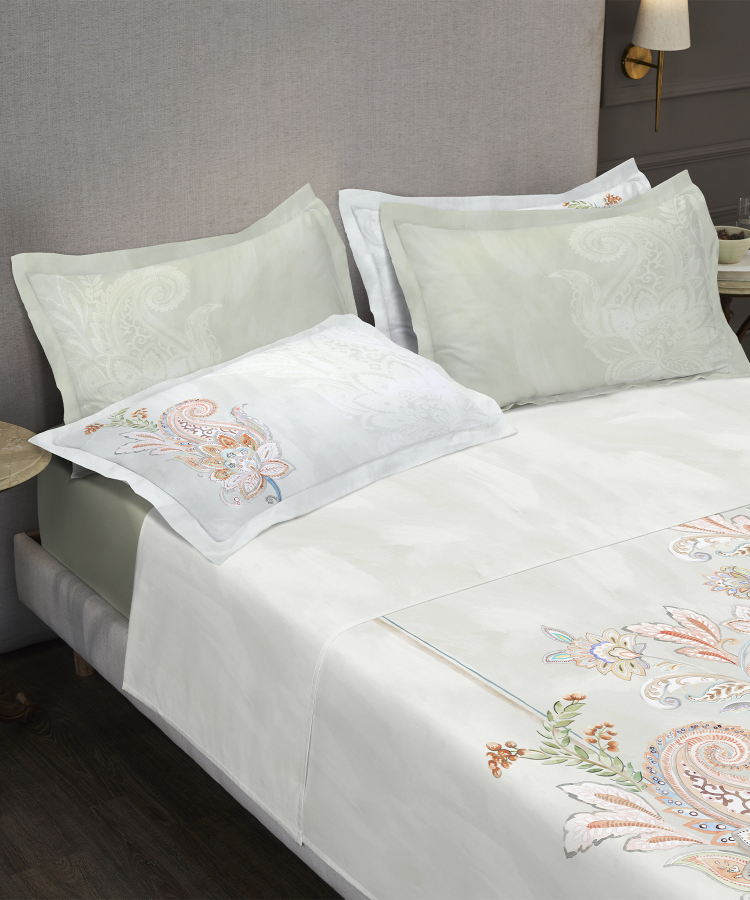 Nectarsoft Elite King Bedsheet Set, Mizuki| 400 TC Cotton| 4 Pillow Covers