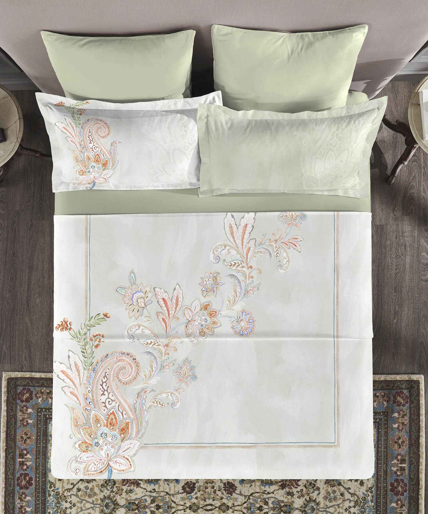 Nectarsoft Elite King Bedsheet Set, Mizuki| 400 TC Cotton| 4 Pillow Covers