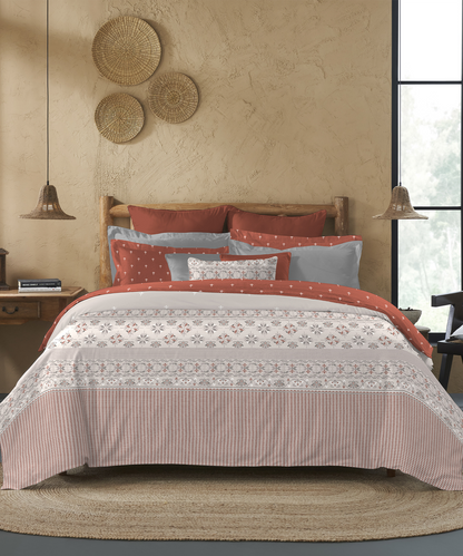 Sanskriti King Bedsheet Gift Box| Kasuti Grey| 180 TC Cotton| 2 Pillow Covers