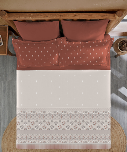 Sanskriti King Bedsheet Gift Box| Kasuti Grey| 180 TC Cotton| 2 Pillow Covers