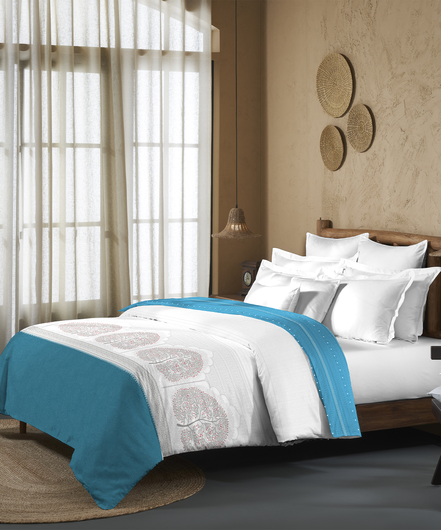 Sanskriti Double AC Comforter, Gond Art Blue| 180 GSM Polyester