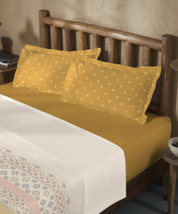 Sanskriti Bedding Set, Kasuti Turmeric| 180 TC, 180 Cotton| 4 Pc Set