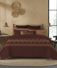Sanskriti Bedding Set, Phulkari Brown| 180 TC, 180 GSM Cotton| 4 Pc Set