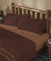 Sanskriti Bedding Set, Phulkari Brown| 180 TC, 180 GSM Cotton| 4 Pc Set
