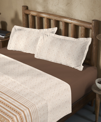 Sanskriti Bedding Set, Kullu Shawl Beige| 180 TC, 180 GSM Cotton| 4 Pc Set
