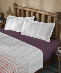 Sanskriti Bedding Set, Kullu Shawl Grey| 180 TC, 180 GSM Cotton| 4 Pc Set