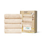 Organic Luxury 4Pc Wash Towel, Beige|650 GSM Organic Cotton