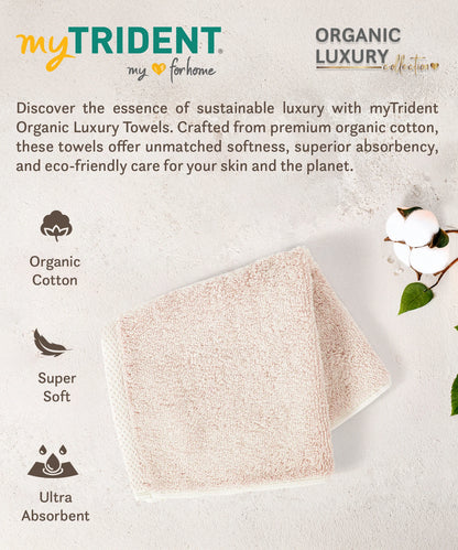 Organic Luxury 4Pc Wash Towel, Beige|650 GSM Organic Cotton