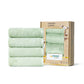 Organic Luxury 4Pc Wash Towel, Green|650 GSM Organic Cotton