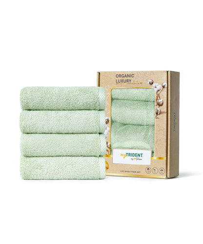 Organic Luxury 4Pc Wash Towel, Grey|650 GSM Organic Cotton