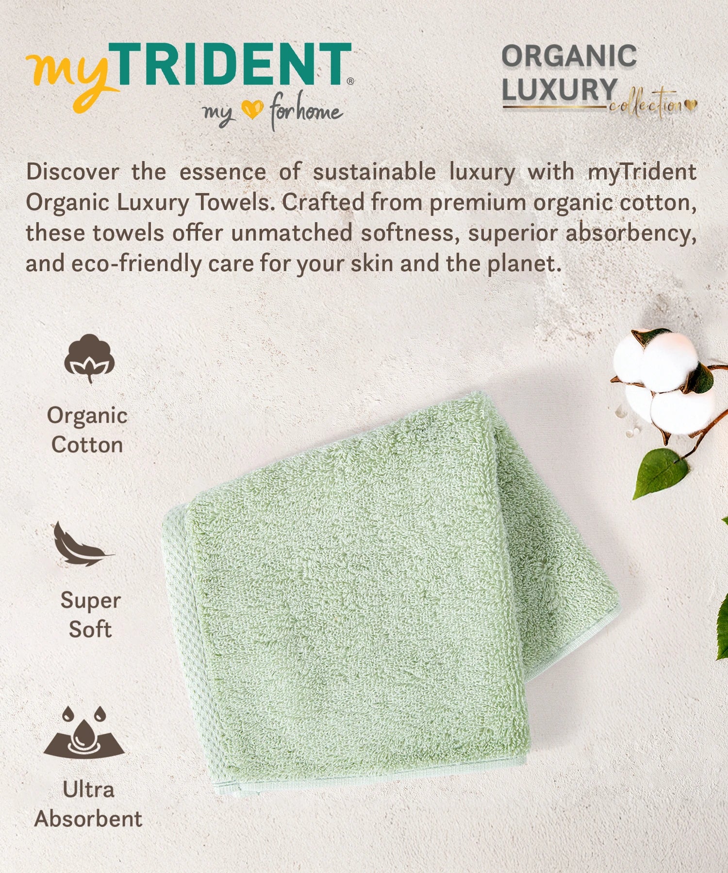 Organic Luxury 4Pc Wash Towel, Grey|650 GSM Organic Cotton