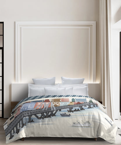 Classic Safarnama Double AC Blanket/Comforter, City Rush| 210 TC Cotton Shell 150 GSM Polyester Filling